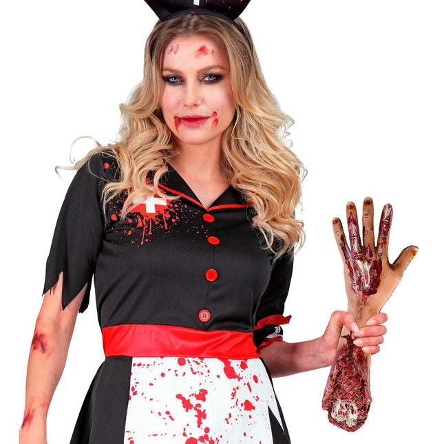 Braccio finto di Halloween con sangue