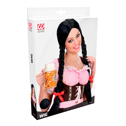 Parrucca Oktoberfest con trecce nere
