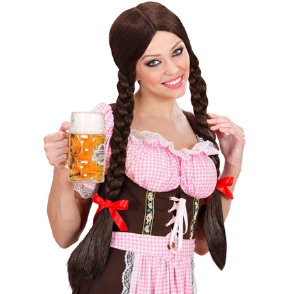 Parrucca Oktoberfest con trecce marroni