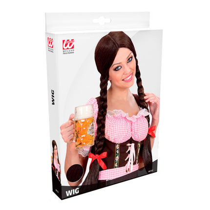 Parrucca Oktoberfest con trecce marroni
