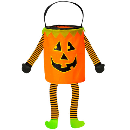 Zucca da borsa di Halloween con braccia e gambe