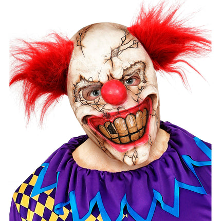 Maschera di Halloween Clown assassino bianco con capelli