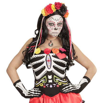Guanti di Halloween Scheletro 35 cm