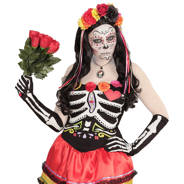 Guanti di Halloween Scheletro 50 cm