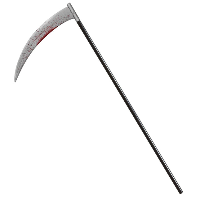 Falce finta di Halloween insanguinata 1,2 m