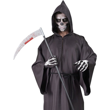Falce finta di Halloween insanguinata 1,2 m