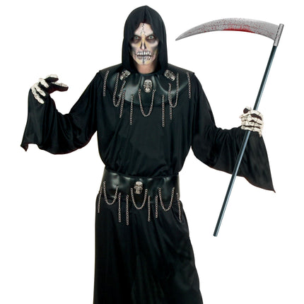 Falce finta di Halloween insanguinata 1,2 m