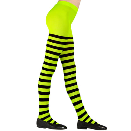 Collant nero verde bambino a righe
