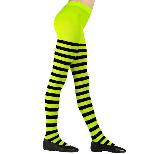 Collant nero verde bambino a righe