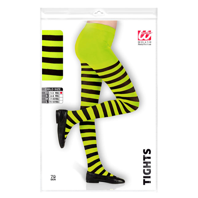 Collant nero verde bambino a righe