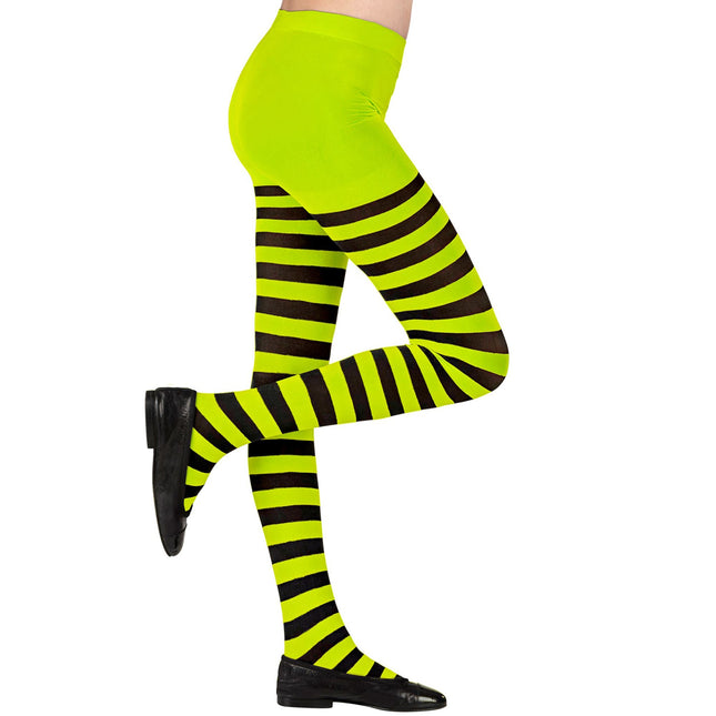 Collant nero verde bambino a righe