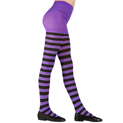 Collant viola nero bambino a righe