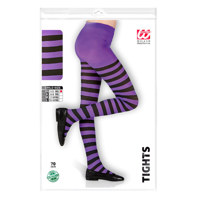 Collant viola nero bambino a righe