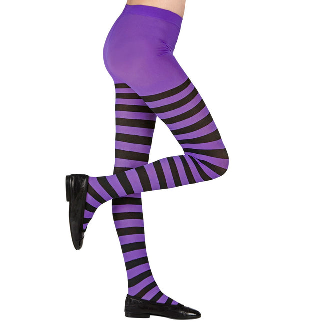 Collant viola nero bambino a righe