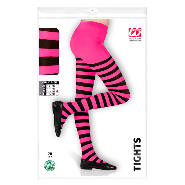 Collant rosa nero bambino a righe