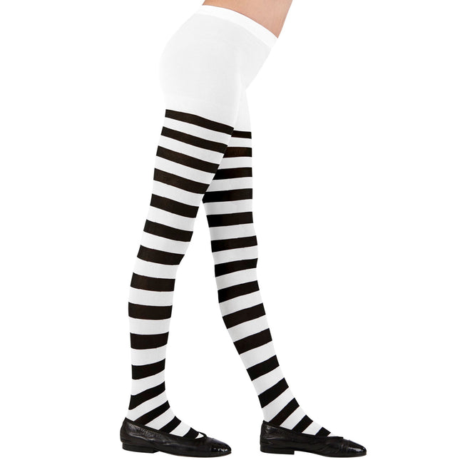 Collant nero bianco bambino a righe