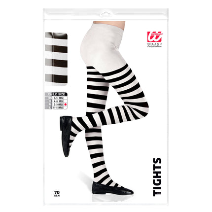 Collant nero bianco bambino a righe