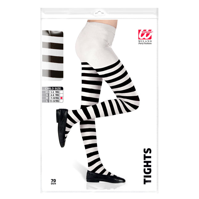 Collant nero bianco bambino a righe