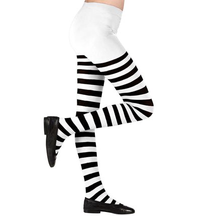 Collant nero bianco bambino a righe
