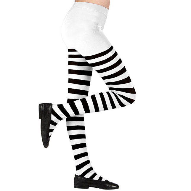 Collant nero bianco bambino a righe
