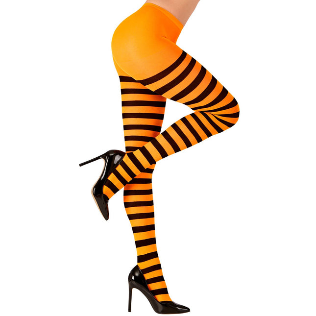 Collant di Halloween nero arancione a righe