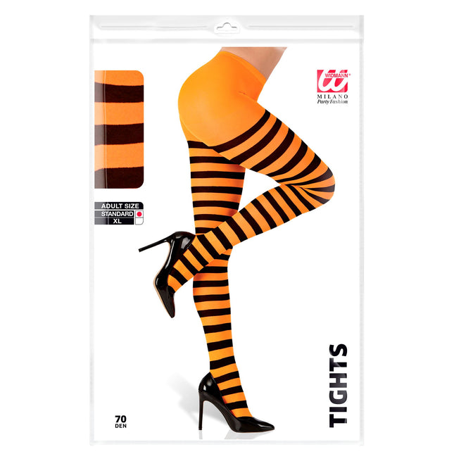 Collant di Halloween nero arancione a righe