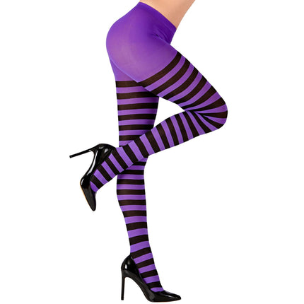 Collant di Halloween a righe nere e viola