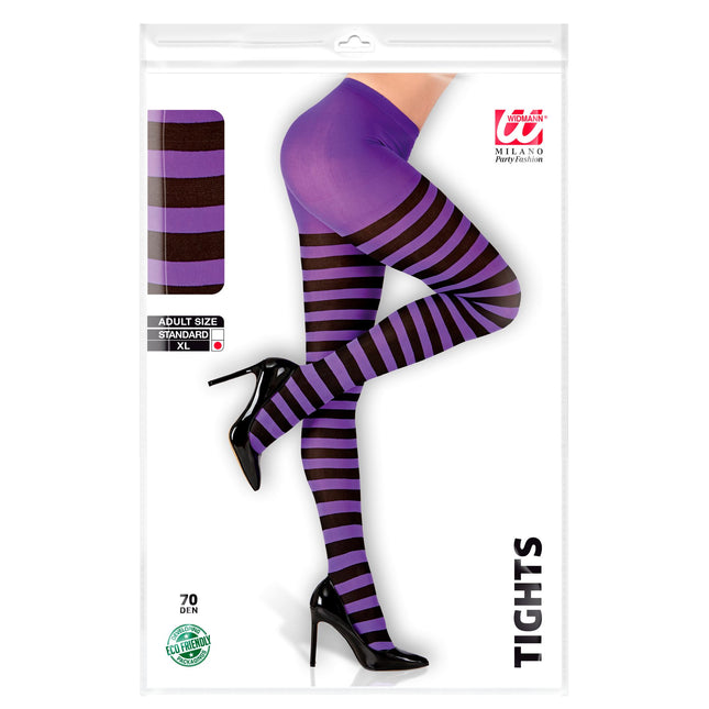 Collant di Halloween a righe nere e viola