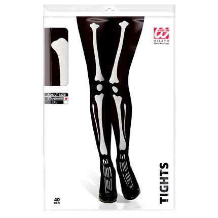 Collant Halloween Scheletro Bianco Nero