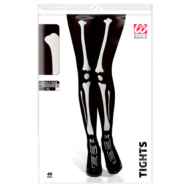 Collant Halloween Scheletro Bianco Nero
