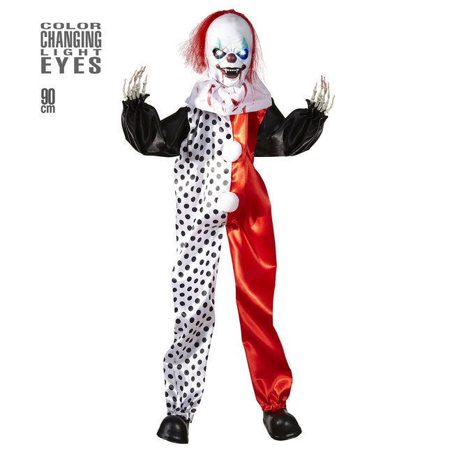 Bambola Clown di Halloween con luci 90 cm