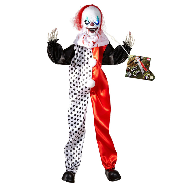 Bambola Clown di Halloween con luci 90 cm