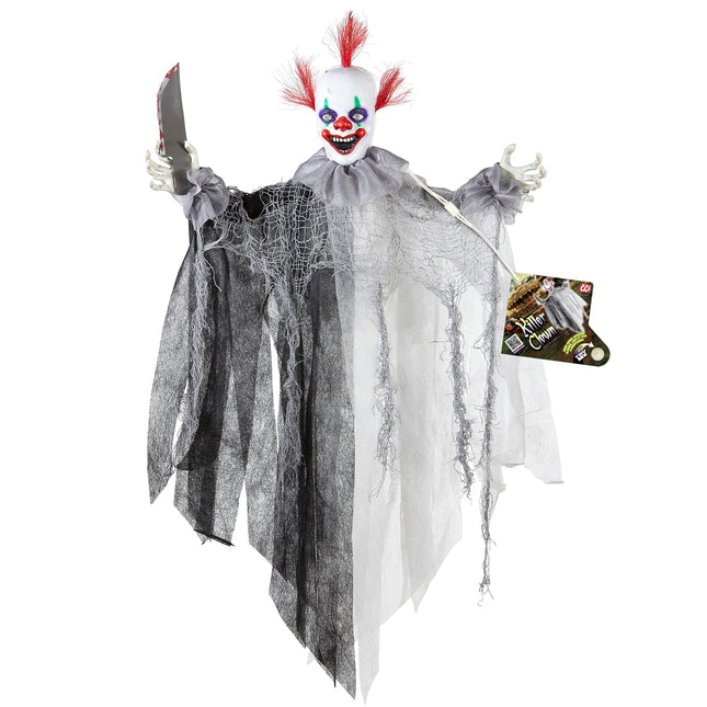Bambola clown di Halloween con luci e suoni 60 cm