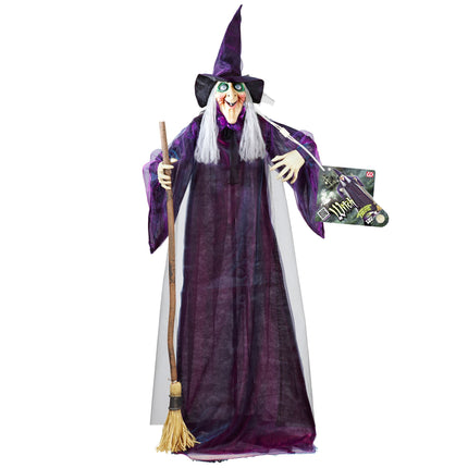 Bambola strega di Halloween con luci, suoni e movimenti 1,83 m