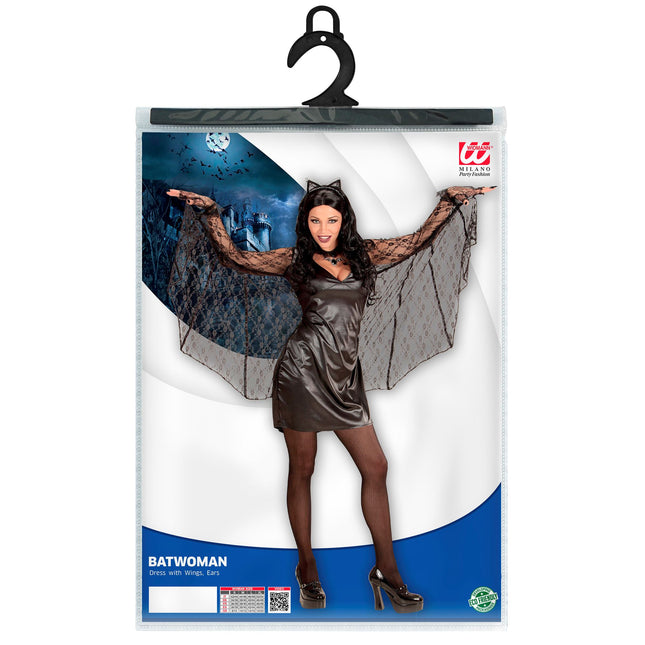 Vestito di Halloween Nero Donna Pipistrello
