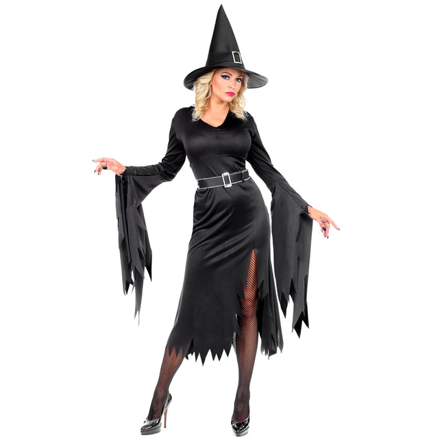Abito Halloween Nero Donna Strega 3 pezzi