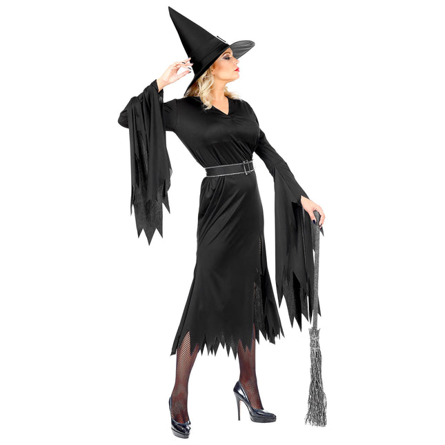 Abito Halloween Nero Donna Strega 3 pezzi