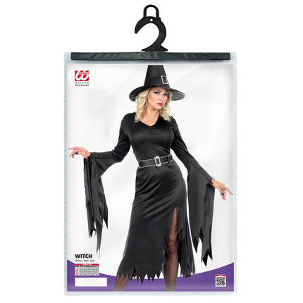 Abito Halloween Nero Donna Strega 3 pezzi