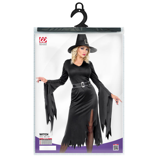 Abito Halloween Nero Donna Strega 3 pezzi