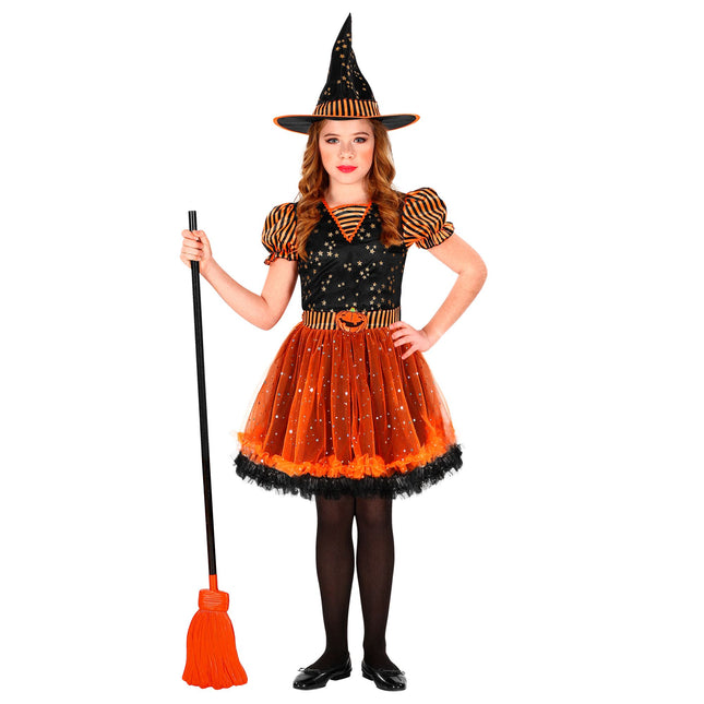 Vestito di Halloween Nero Arancione Ragazza Strega