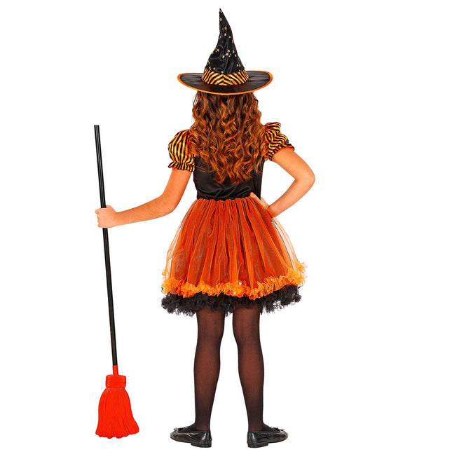 Vestito di Halloween Nero Arancione Ragazza Strega