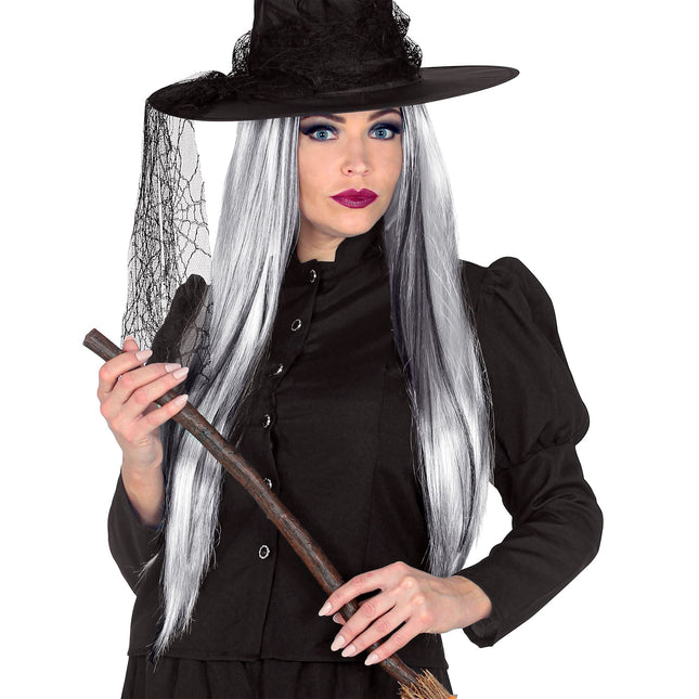 Parrucca Halloween Fantasma Bianco Nero