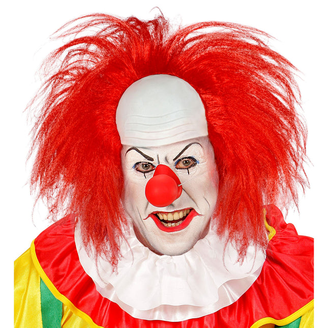 Parrucca di Halloween da clown rosso per uomo