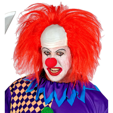 Parrucca di Halloween da clown rosso per uomo