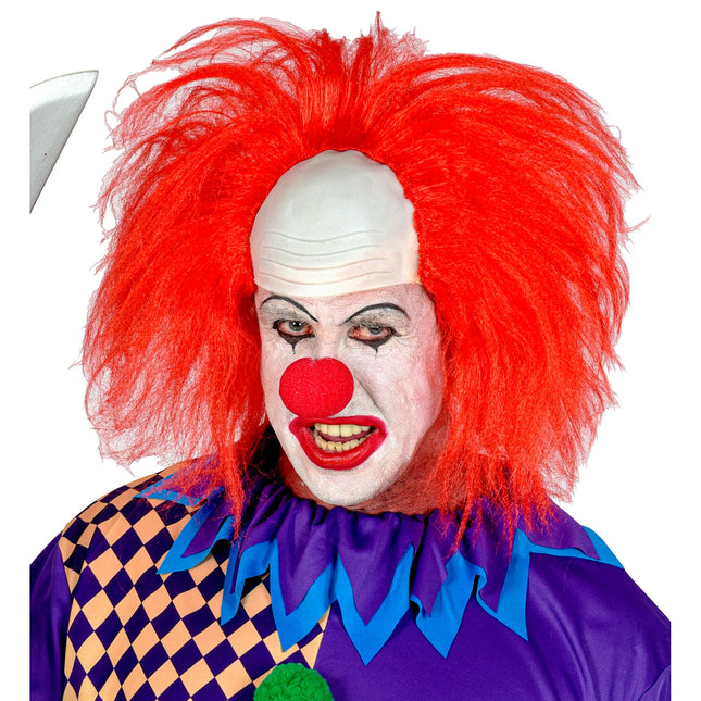 Parrucca di Halloween da clown rosso per uomo