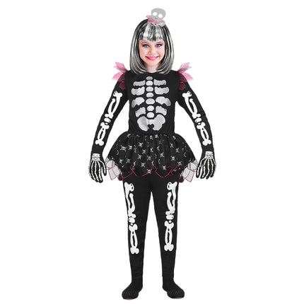 Costume Halloween Ragazza Scheletro 4 pezzi