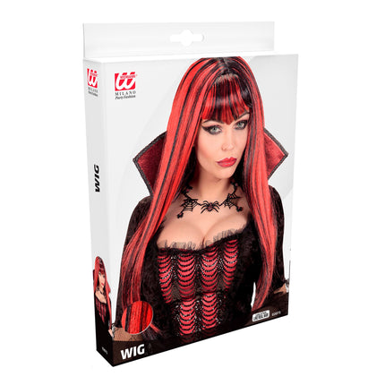 Parrucca Halloween Rosso Nero Donna Vampiro