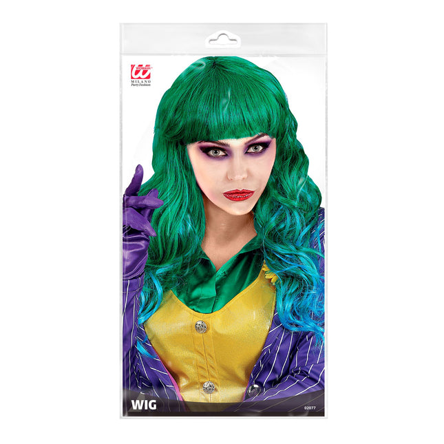 Parrucca Halloween Joker Verde Donna