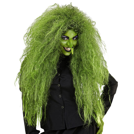 Parrucca di Halloween da donna verde da strega