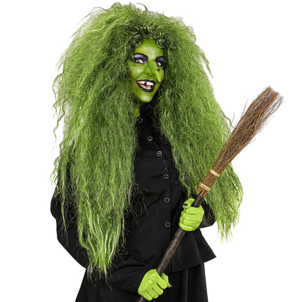 Parrucca di Halloween da donna verde da strega